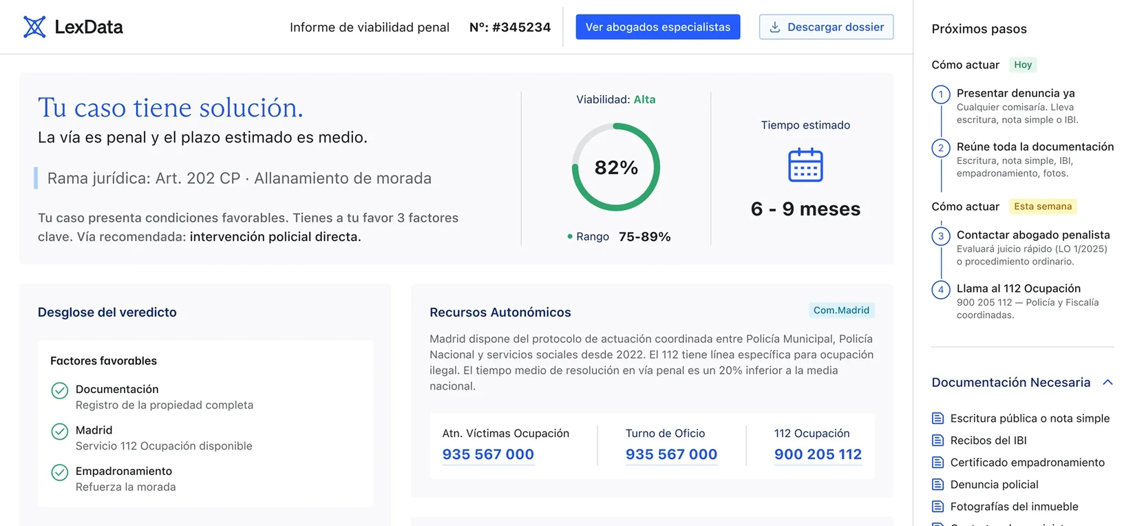 Calendario procesal del juicio rápido LO 1/2025